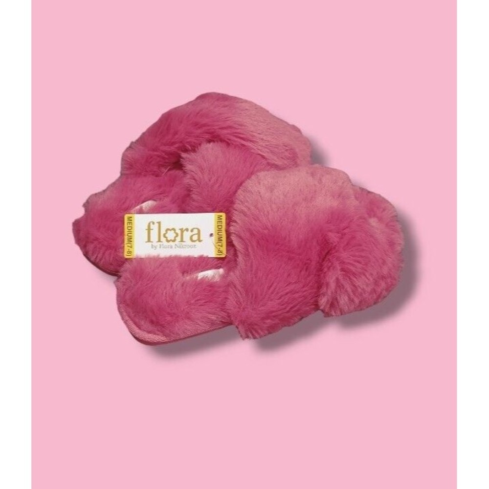 Flora Berry Rouge Super Soft Fuzzy Faux Fur Crossband Womens 7/8 House Slippers